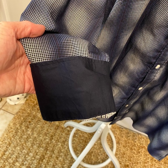 NWT English Laundry Ombre Micro Plaid Grid Button Down Shirt Flip Cuff LS XL - Picture 5 of 11